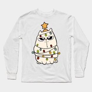 Cute Cat Christmas Tree Long Sleeve T-Shirt